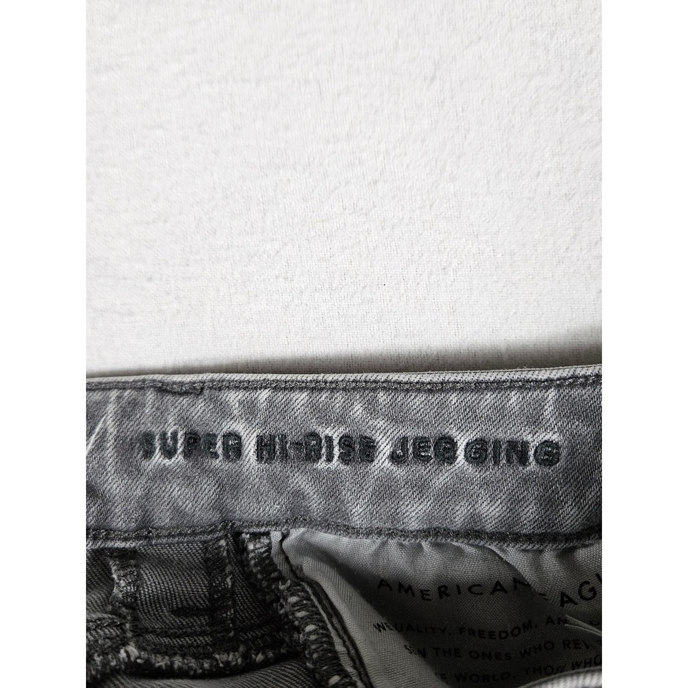 American Eagle Super Hi-Rise Jegging Gray Distressed Next Level Stretch Size 6 - Picture 6 of 12
